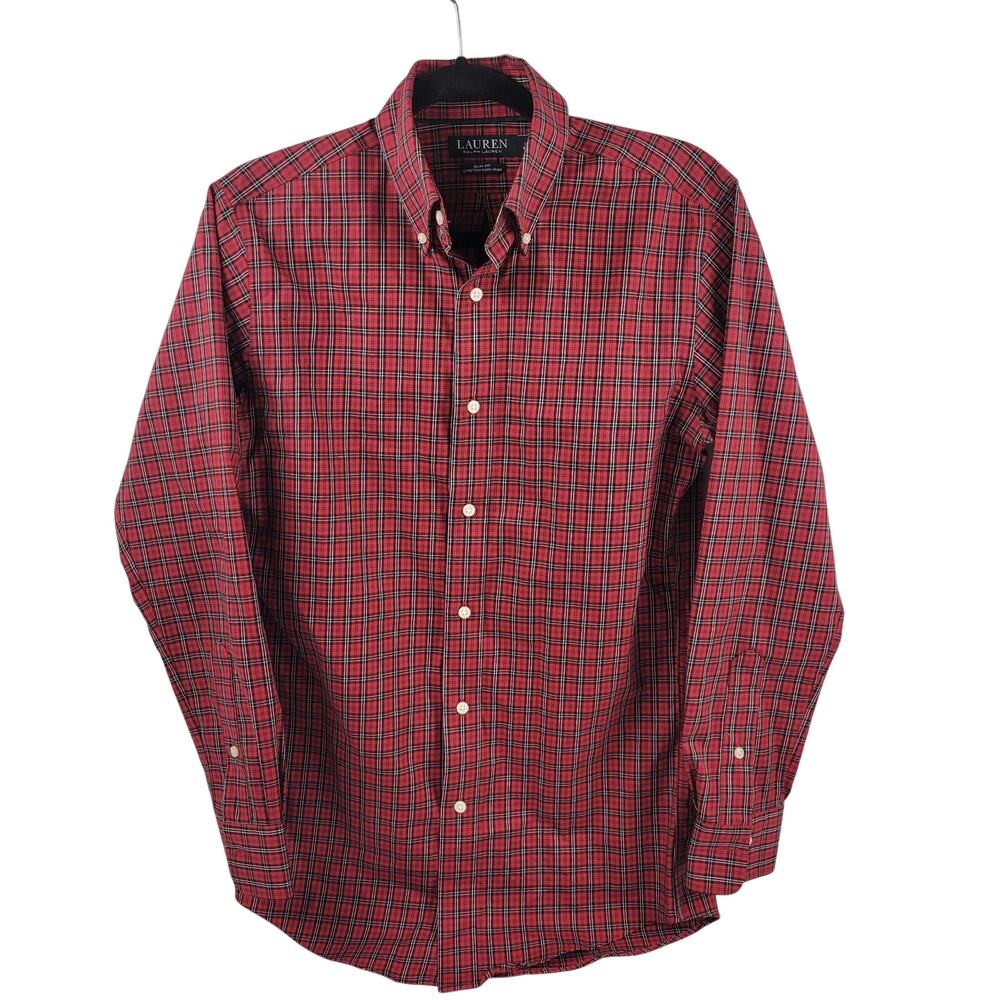 Ralph Lauren Black Label Shirt Mens S-M Red Plaid Long Sleeve Dress 14.5 LRL
